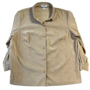 Judith Hart Women Button Up Jacket 20W Beige Floral Paisley Lined Collared Front